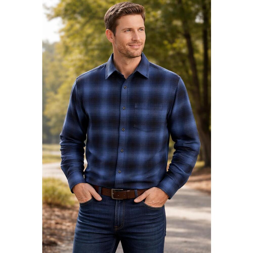 PENDLETON BLUE Mason Plaid Flannel Long Sleeve Button Up Shirt Men’s Size M